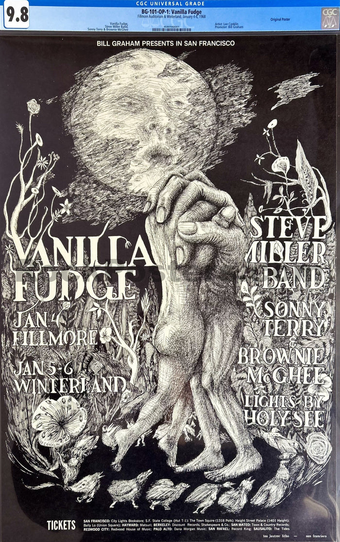 AUCTION - BG-101 - Vanilla Fudge - Lee Conklin - 1968 Poster - Fillmore/Winterland - CGC Graded 9.8-5283346-3942764
