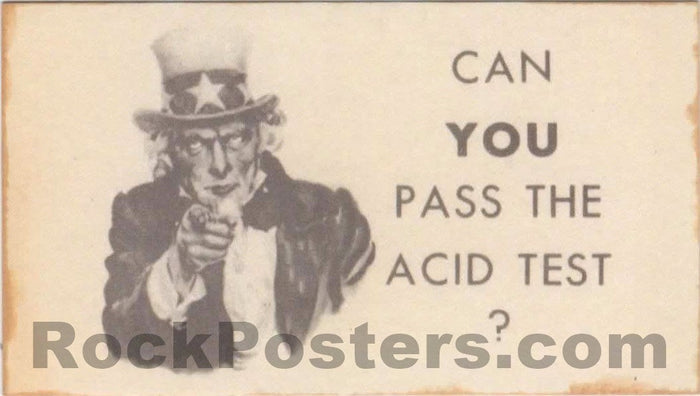 AUCTION - Can You Pass the Acid Test - 1965/1966 - Original Card - Merry Pranksters - Near Mint Minus-5204081-3883350