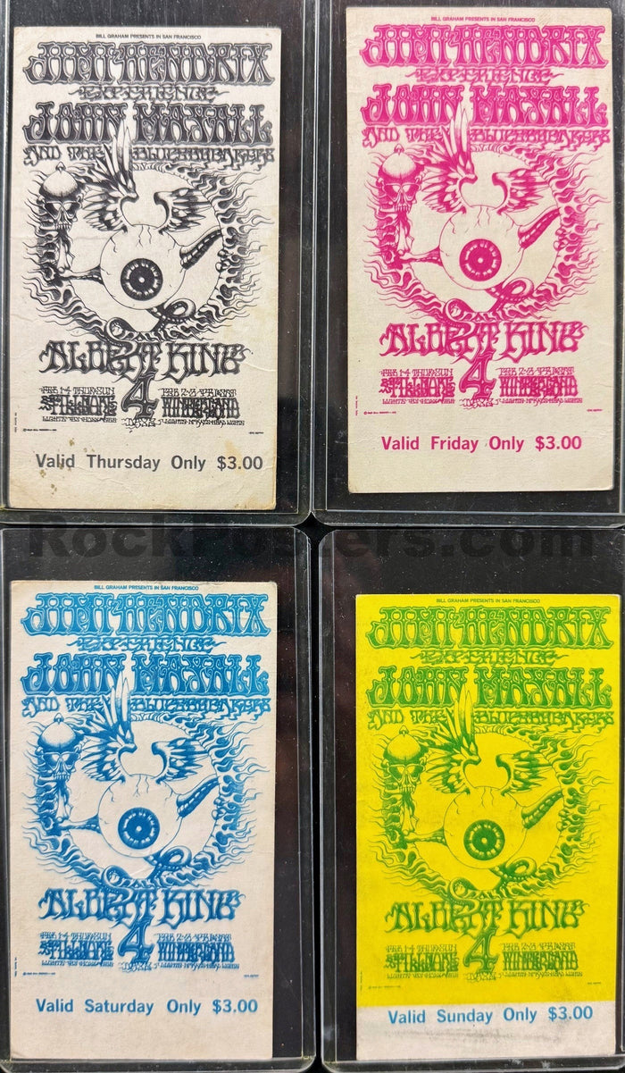 AUCTION - BG-105 - Jimi Hendrix Experience - Rick Griffin - 1968 Complete (4) Ticket Set - Excellent-5203325-3883352