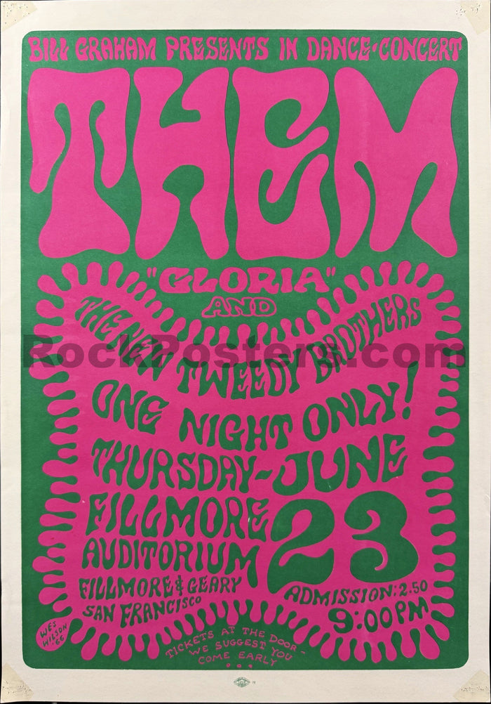AUCTION - BG-12 - Van Morrison & Them - Wes Wilson - 1966 Poster - Fillmore Auditorium - Excellent-5233259-3906039