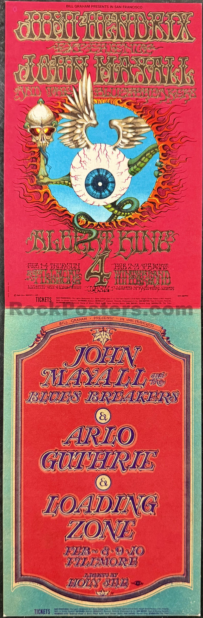 AUCTION - BG105/106 - Jimi Hendrix - Rick Griffin - Uncut Mailer - 1968 Postcards - Fillmore/Winterland - Near Mint Minus-5202189-3883357