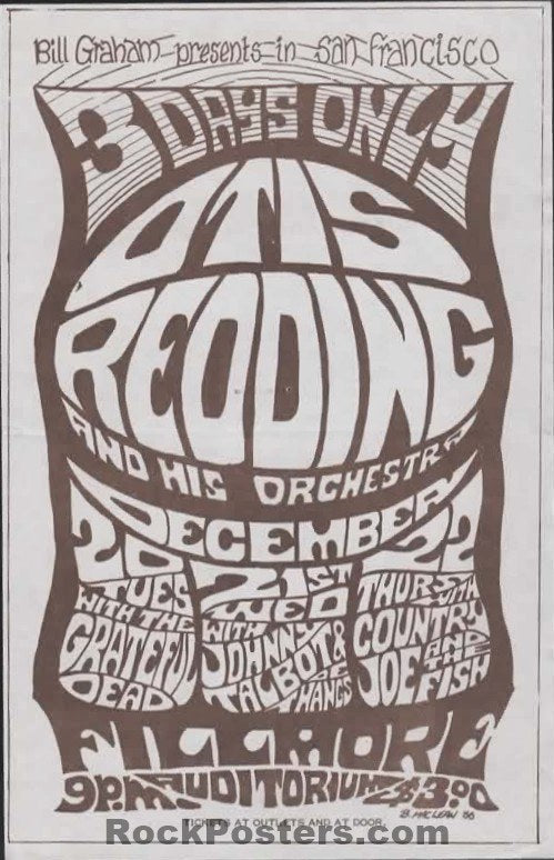 AUCTION - BG-43 - Otis Redding - Grateful Dead - Bonnie MacLean - 1966 Handbill - Fillmore Auditorium - Near Mint Minus-5174072-3860148
