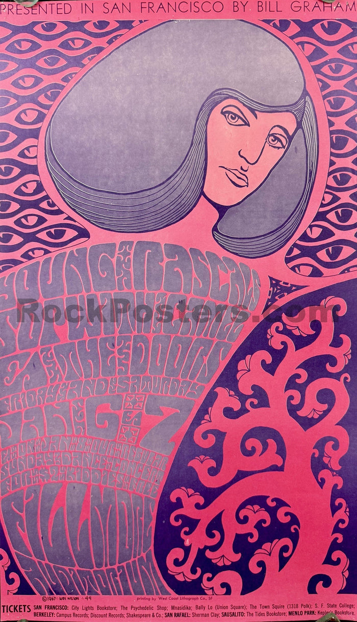 AUCTION - BG-44 - The Doors - Wes Wilson - 1967 Poster -  Fillmore  Auditorium - Very Good-5233243-3906101