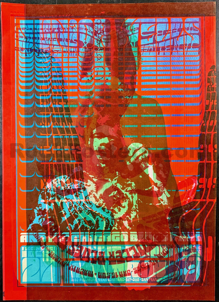 AUCTION - Neon Rose 1 & 6 Overprint - Junior Wells/Blues Project - Moscoso - 1966/1967 Poster - The Matrix - Near Mint Minus-5231921-3906118