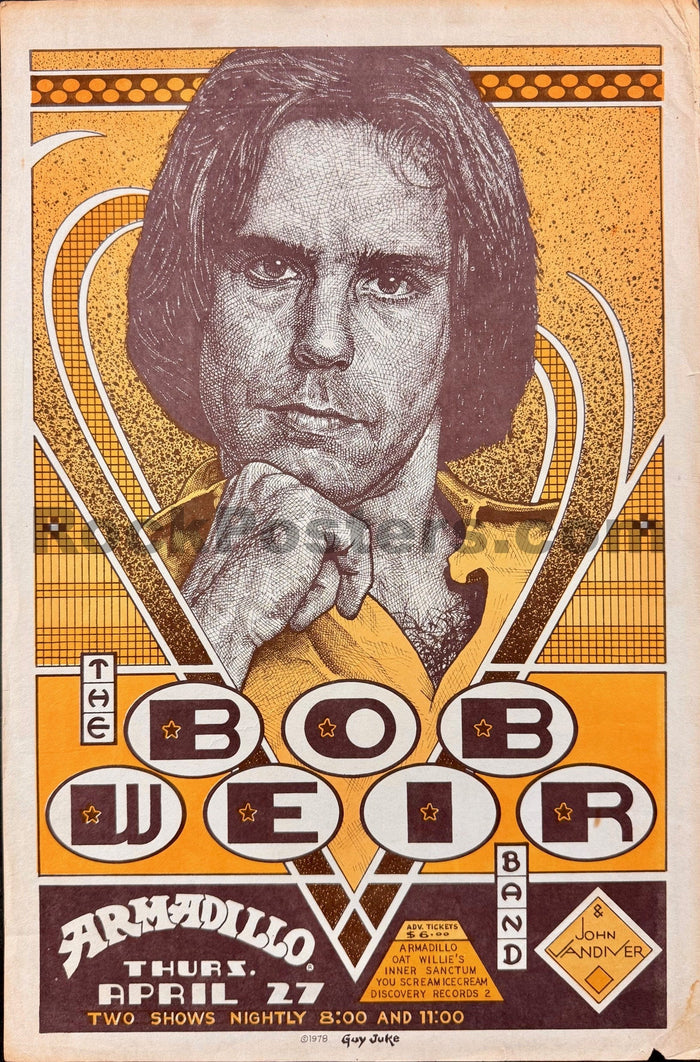 AUCTION - Bob Weir - Grateful Dead - 1978 Poster - Armadillo Texas - Excellent-5204124-3883450