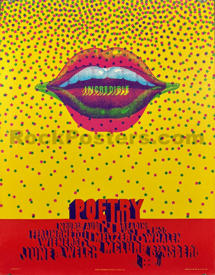 AUCTION - Neon Rose 24 - Moscoso - Poetry Reading - 1968 Poster - San Francisco - Excellent-5231500-3906126