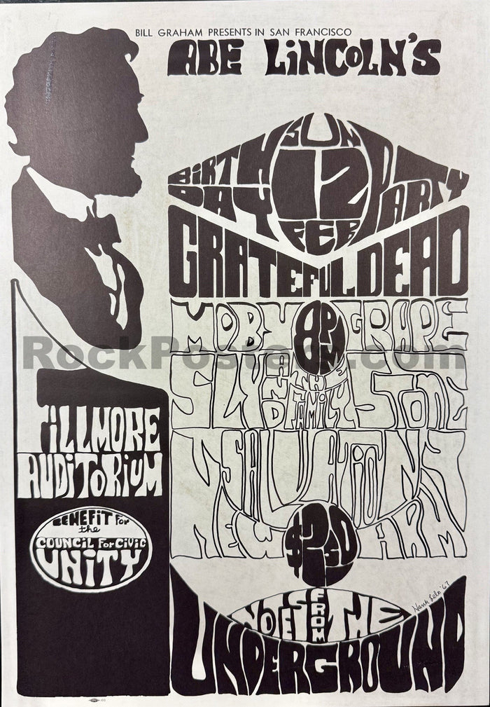 AUCTION - AOR 2.73 - Grateful Dead - Sly & The Family Stone - 1967 Benefit Poster - Excellent-5231085-3906133