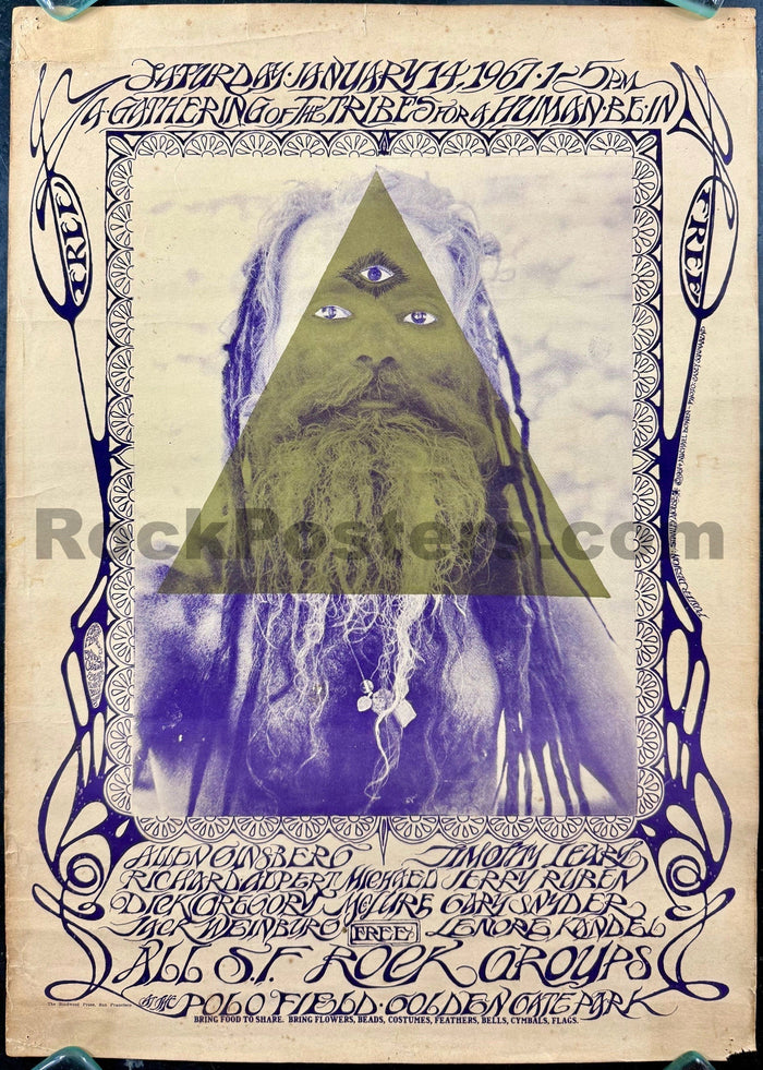 AUCTION - AOR 2.217 - Grateful Dead - Tim Leary - Human Be-In - 1967 Poster - Very Good-5205273-3883461