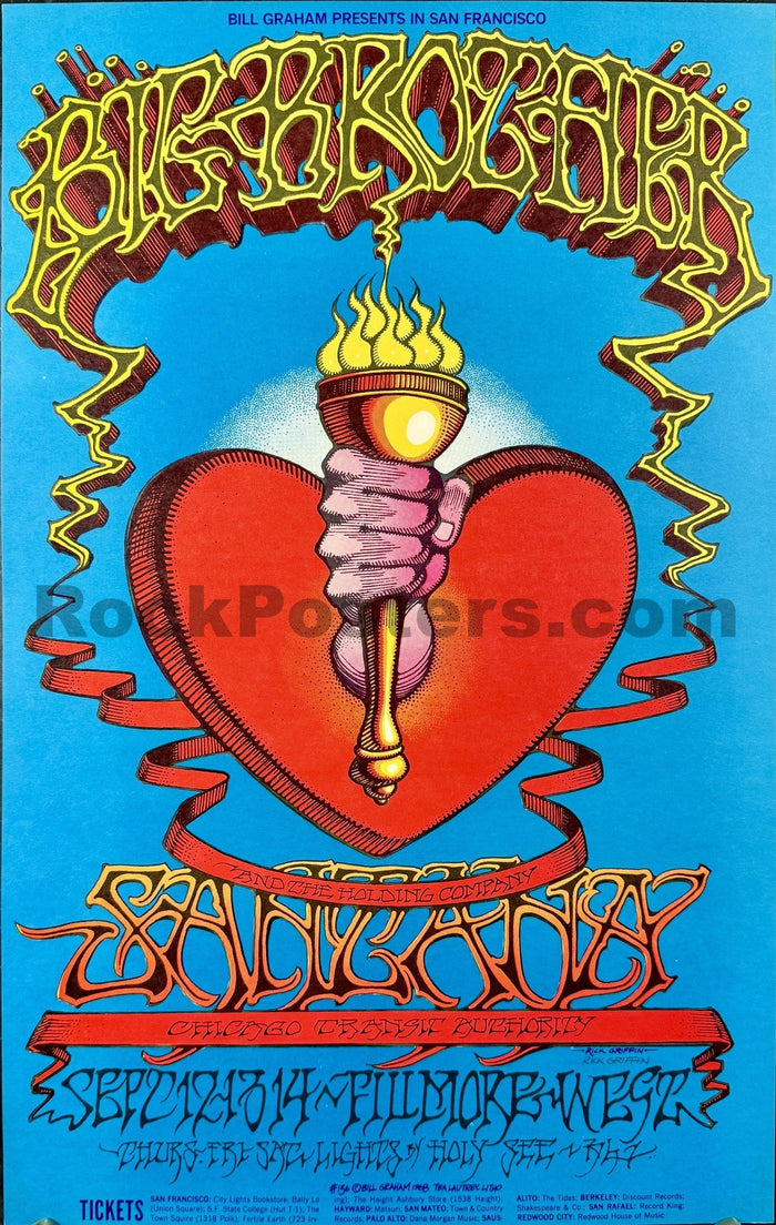 AUCTION - BG-136 - Janis Joplin/Big Brother - Rick Griffin Signed - 1968 Poster - Fillmore West - Near Mint Minus-5233085-3906140