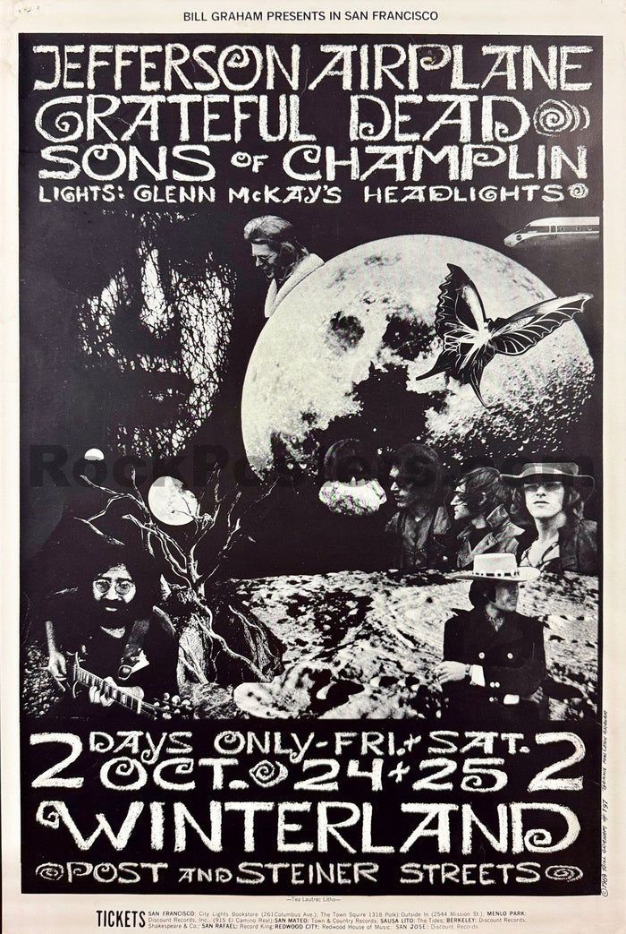 AUCTION - BG-197 - Grateful Dead - Jefferson Airplane - Bonnie MacLean - 1969 Poster -  Winterland - Excellent-5205690-3883473