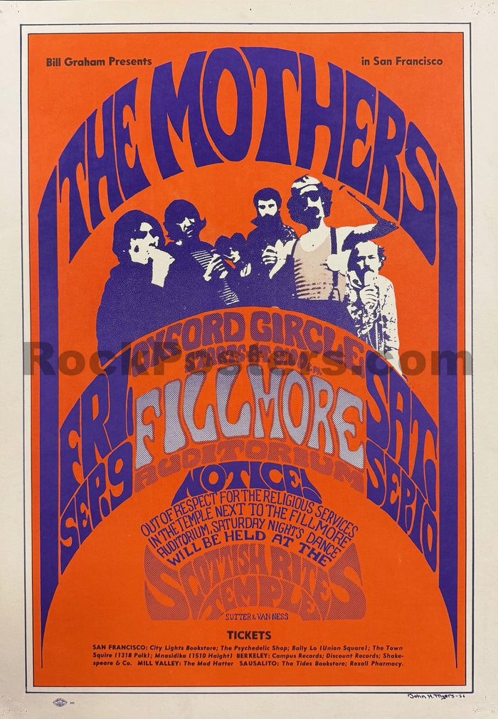AUCTION - BG-27 - Frank Zappa & The Mothers - 1966 Poster - Fillmore Auditorium - Excellent-5178326-3860316