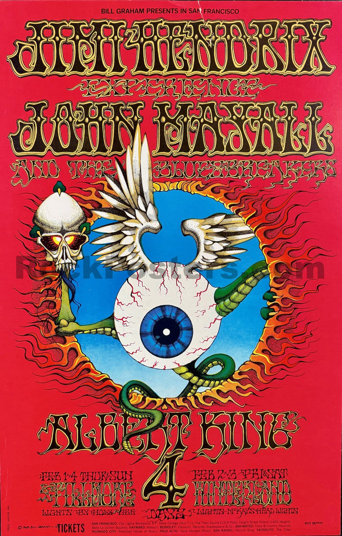 AUCTION - BG-105-RP-2 - Jimi Hendrix - Rick Griffin - 1968 Poster - Fillmore/Winterland - Very Good-5206034-3883476
