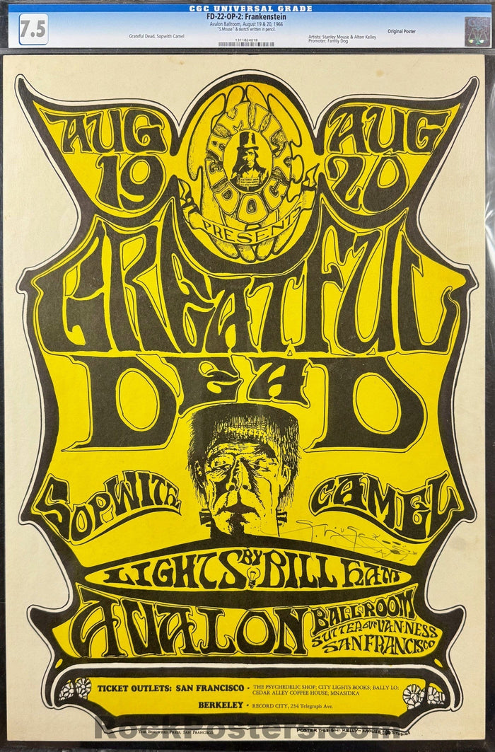 AUCTION - FD-22-OP-2 - Grateful Dead - Mouse Signed - 1966 Poster - Avalon Ballroom - CGC Graded 7.5-5173331-3860437