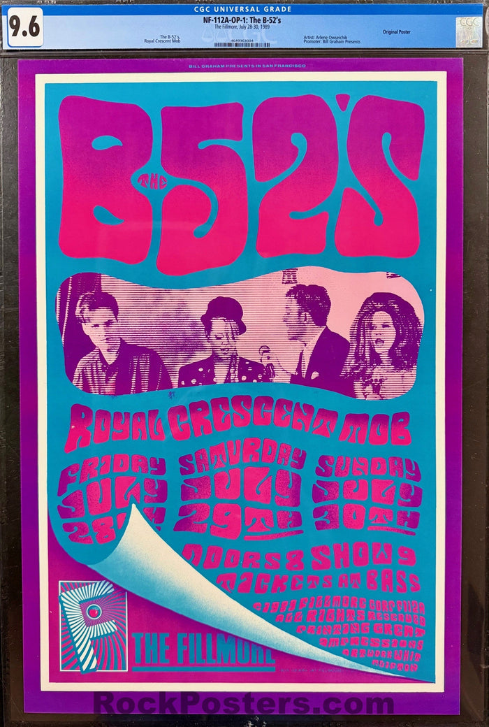 AUCTION - NF-112A - B-52's - 1989 Poster - The Fillmore  - CGC Graded 9.6-5172485-3860370