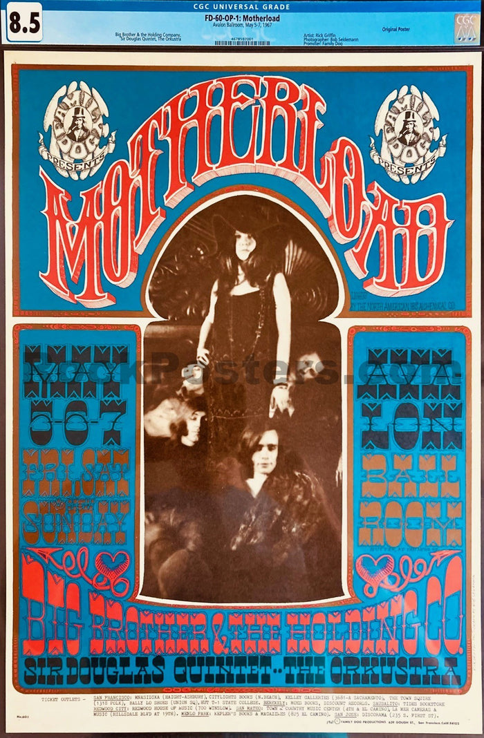 AUCTION - FD-60 - Big Brother Janis Joplin - Rick Griffin - 1967 Poster - Avalon Ballroom - CGC Graded 8.5-5228908-3906155