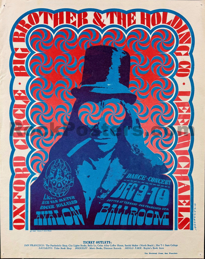 AUCTION - FD-38 - Big Brother Janis Joplin - Victor Moscoso - 1966 Poster - Avalon Ballroom - Excellent-5206186-3883491