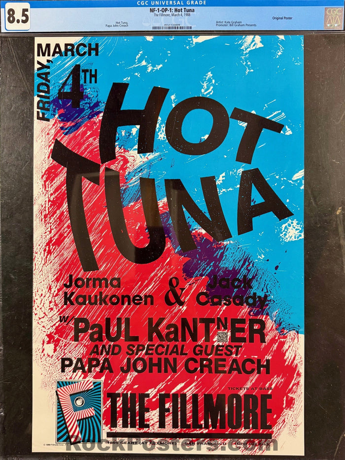 AUCTION - NF-1 - Hot Tuna - Paul Kantner - 1988 Poster - The Fillmore - CGC Graded 8.5-5172497-3860380