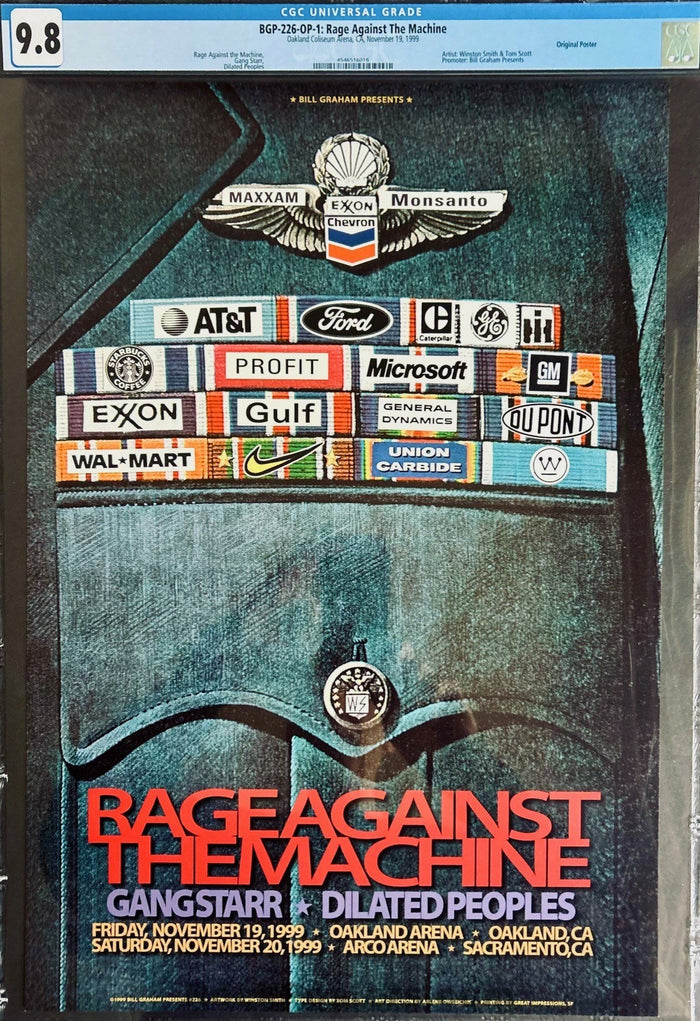 AUCTION - BGP-226 - Rage Against The Machine - 1999 Poster - Oakland Coliseum - CGC Graded 9.8-5172526-3860388