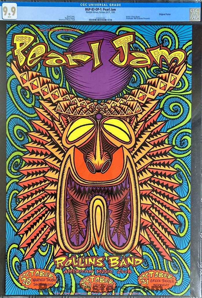 AUCTION - BGP-83 - Pearl Jam - 1993 Poster - Warfield Theater - CGC Graded 9.9 Mint-5172529-3860402