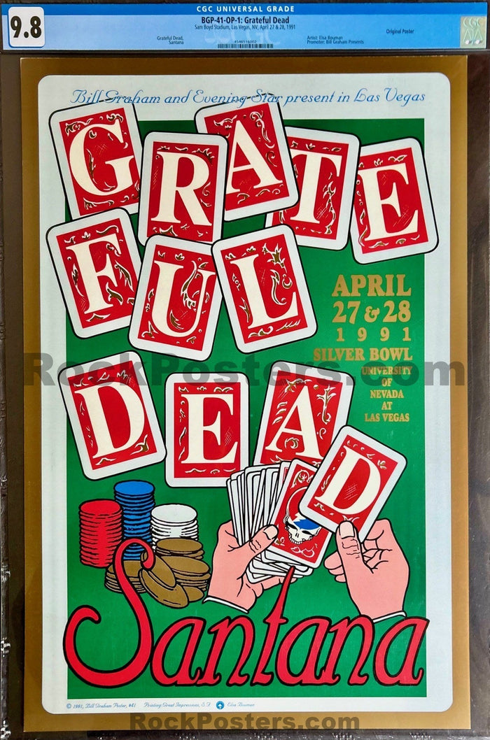 AUCTION - BGP-41 - Grateful Dead/Santana - 1991 Poster - Sam Boyd Stadium - CGC Graded 9.8-5172814-3860406