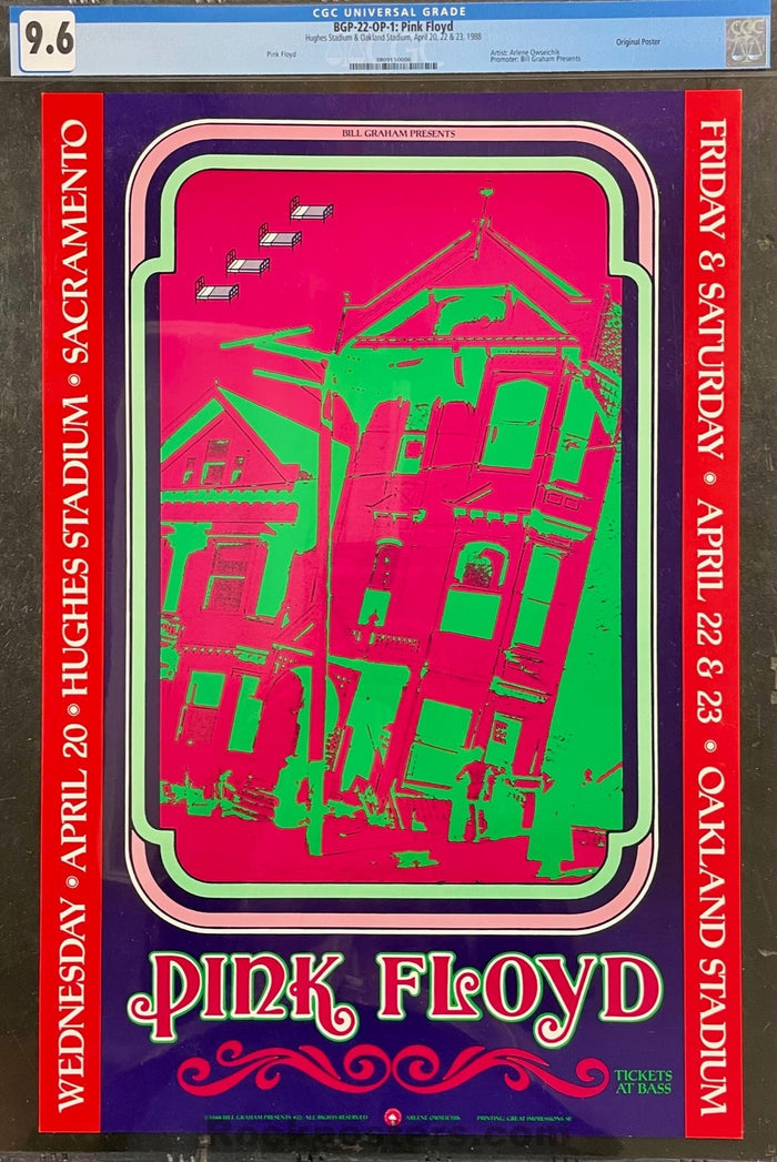 AUCTION - BGP-22 - Pink Floyd - 1988 Poster - Oakland & Hughes Stadium - CGC Graded 9.6-5172823-3860407