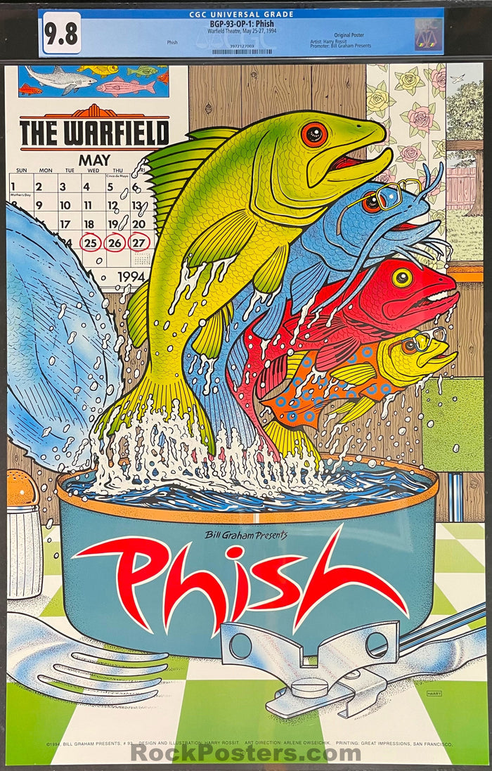 AUCTION - BGP-93 - Phish - Harry Rossit - 1994 Poster - Warfield Theater - CGC Graded 9.8-5206564-3883515