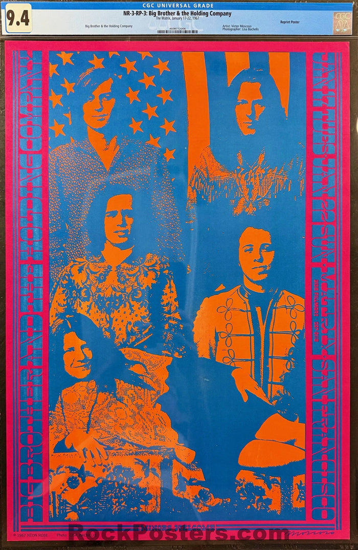 AUCTION - Neon Rose 3-RP-3 - Big Brother Janis Joplin - Victor Moscoso - 1967 Poster - The Matrix  - CGC Graded 9.4-5172885-3860417