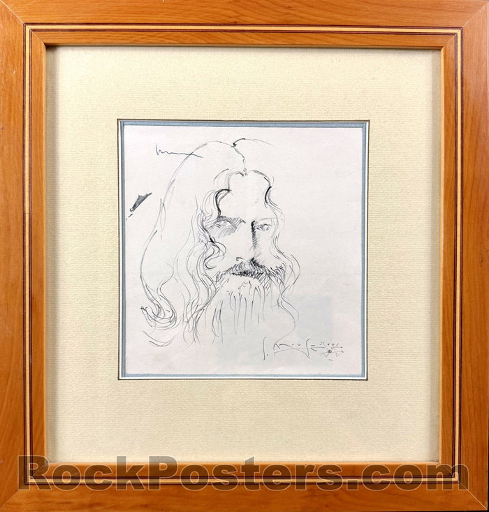 AUCTION -  Portrait of Rick Griffin - Stanley Mouse Original Art - 1968 Framed - Excellent-5231919-3906178