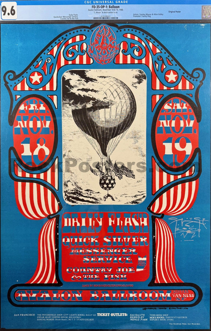 AUCTION - FD-35 - Daily Flash - Mouse Signed - 1966 Poster - Avalon Ballroom - CGC Graded 9.6-5173066-3860441