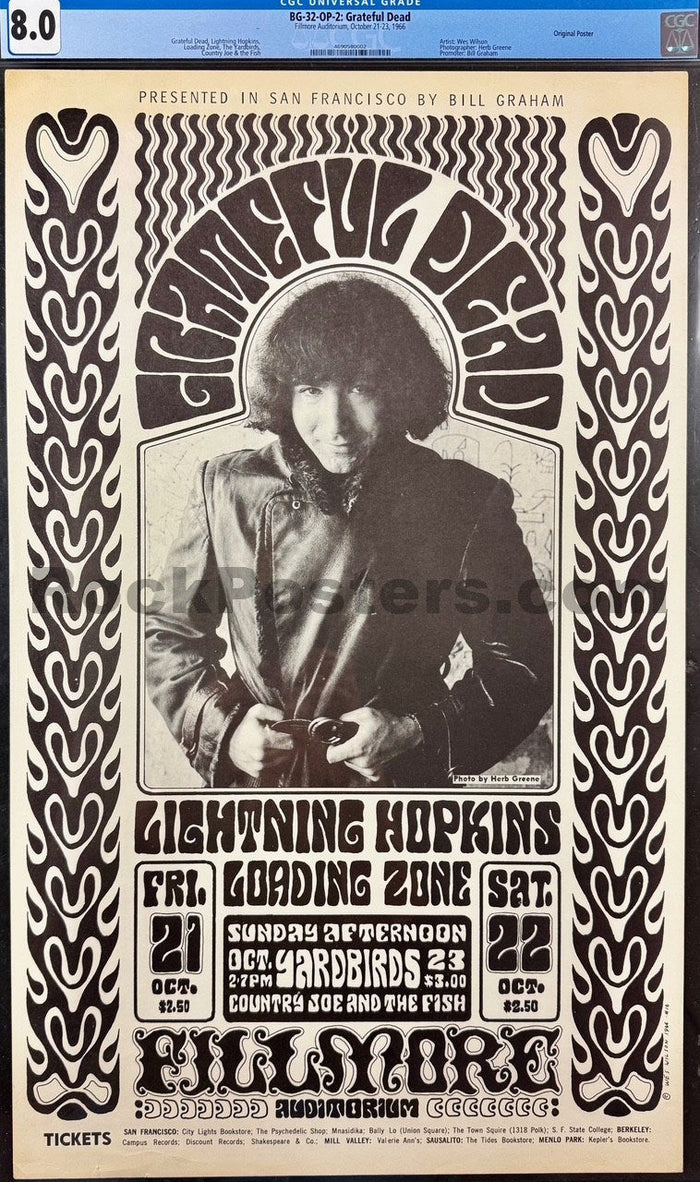 AUCTION - BG-32 - Grateful Dead - Wes Wilson - 1966 Poster - Fillmore Auditorium - CGC Graded 8.0-5206672-3883525
