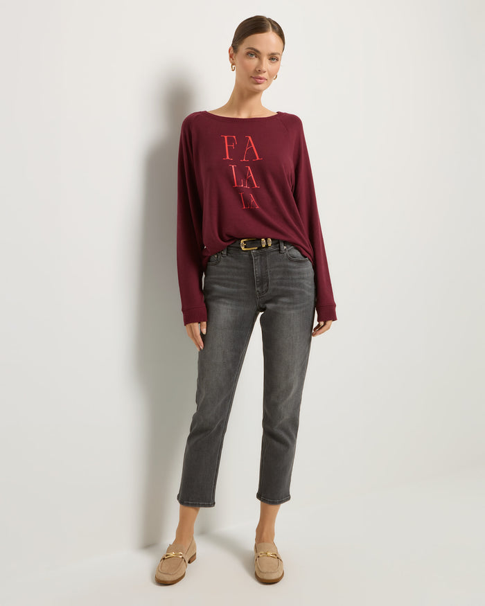 Black Cherry $|& SEAS Shoreline Fa La La Hacci Holiday Graphic Crew - UGC On Fig