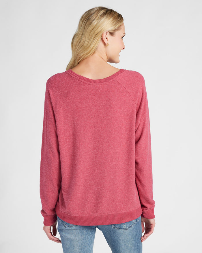 Heather Sangria $|& SEAS Shoreline Hacci Amour Graphic Crew - SOF Back