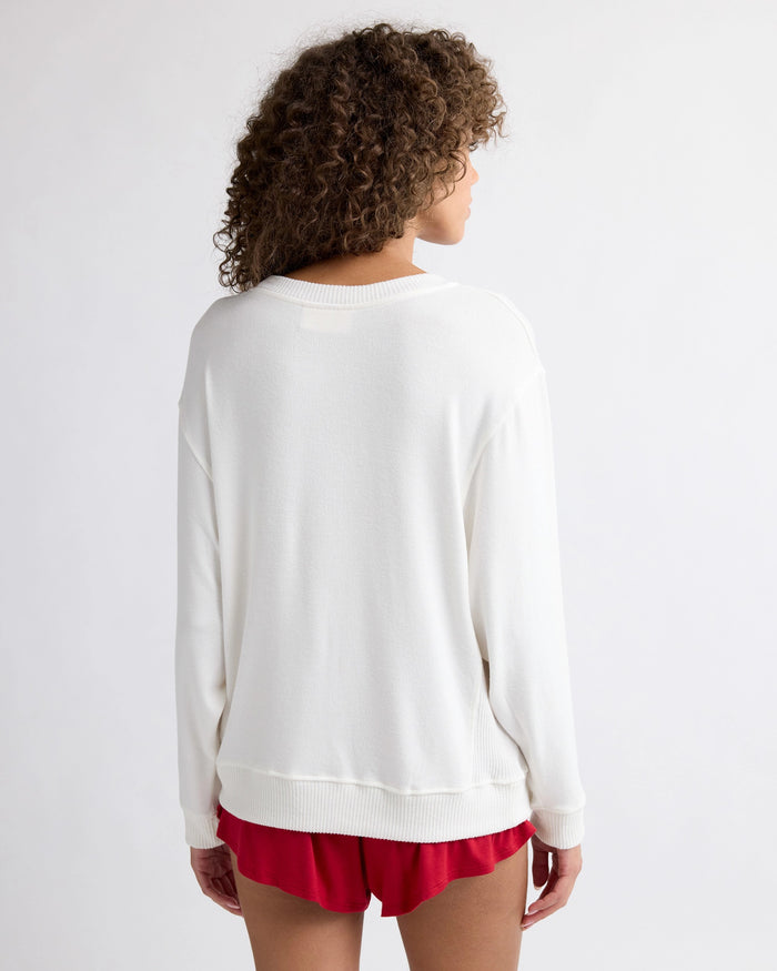 Cream $|& SEAS Shoreline Hacci "Love" Graphic Pullover - SOF Back