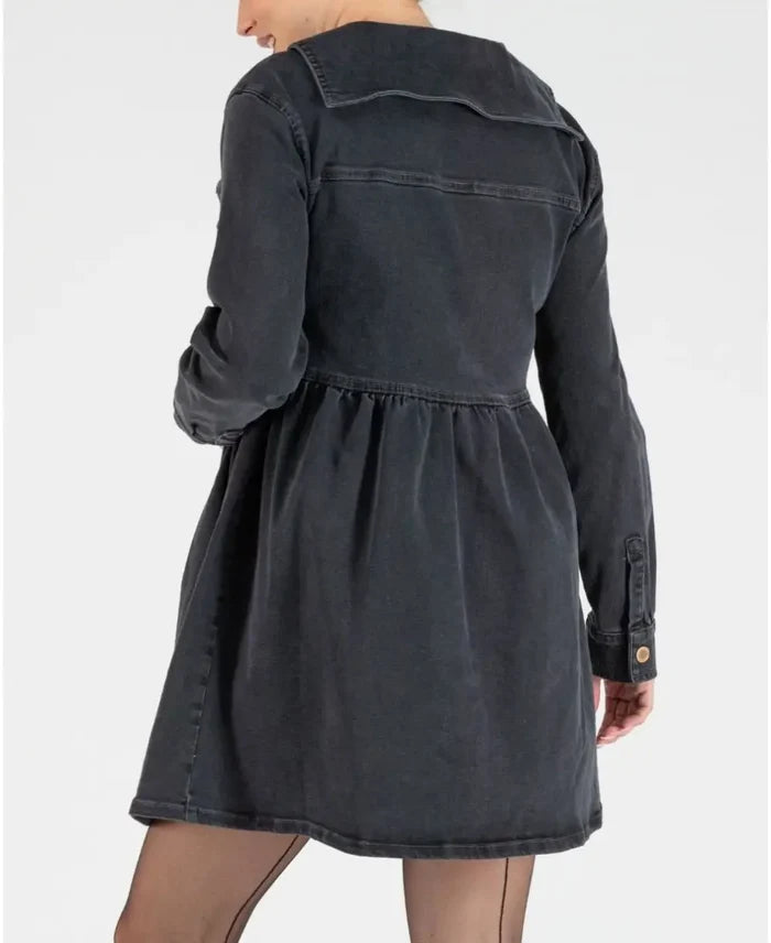 Short denim dress for pregnancy and nursing Nina grey