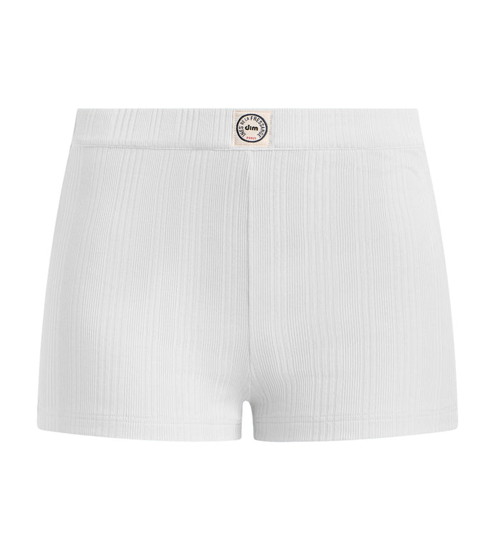 Short femme ample jersey côtelé fin blanc Dim x Ines de la Fressange