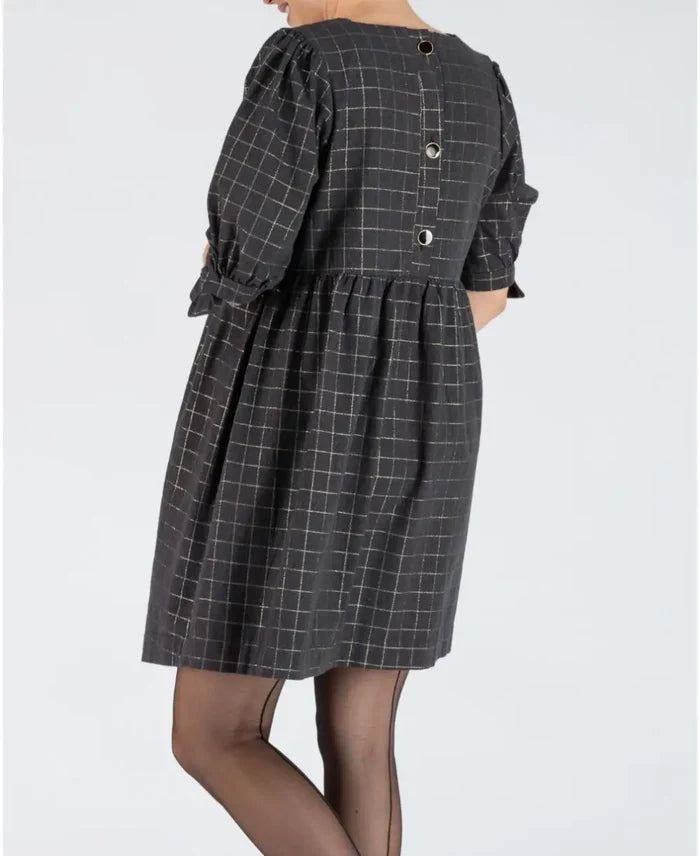 Short pregnancy and nursing dress Janis grey lurex - Robes