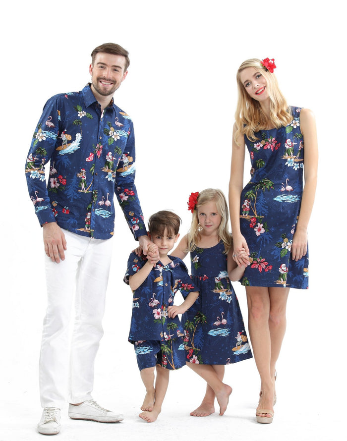 Sibling Makuakane Set in Christmas Navy