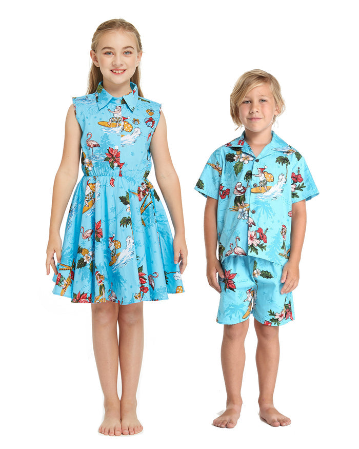 Sibling Makuakane Set in Christmas Turquoise