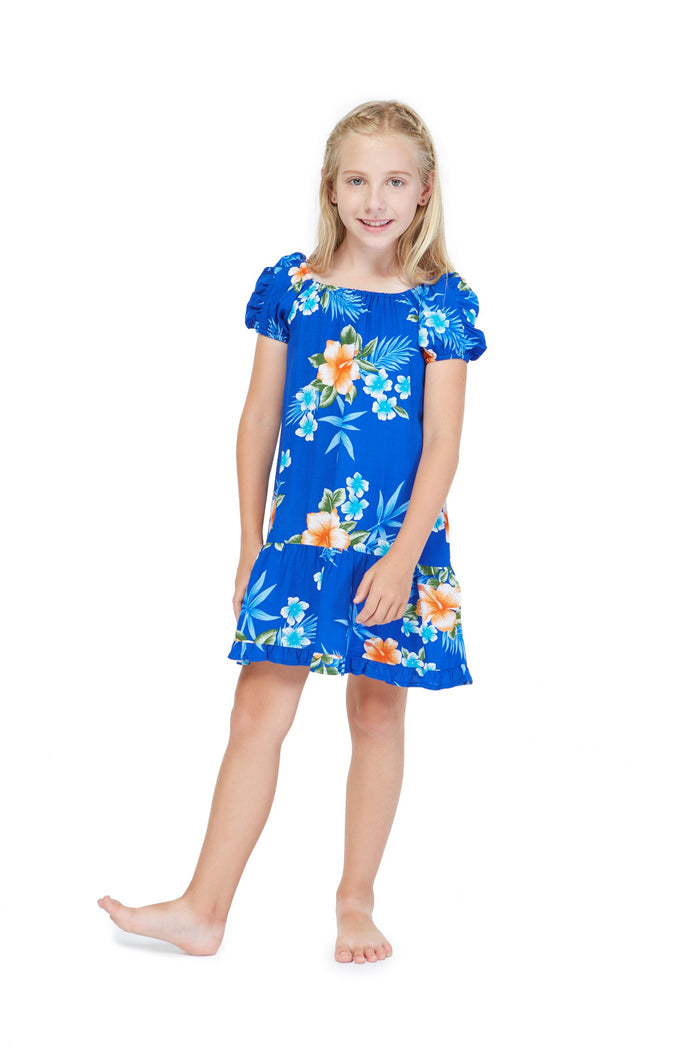 Sibling Makuakane Set in Hibiscus Blue