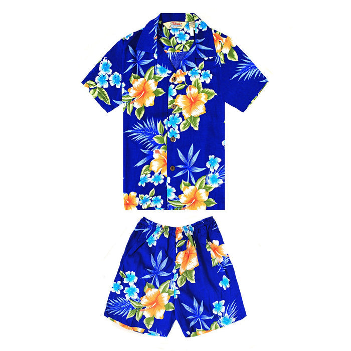 Sibling Makuakane Set in Hibiscus Blue