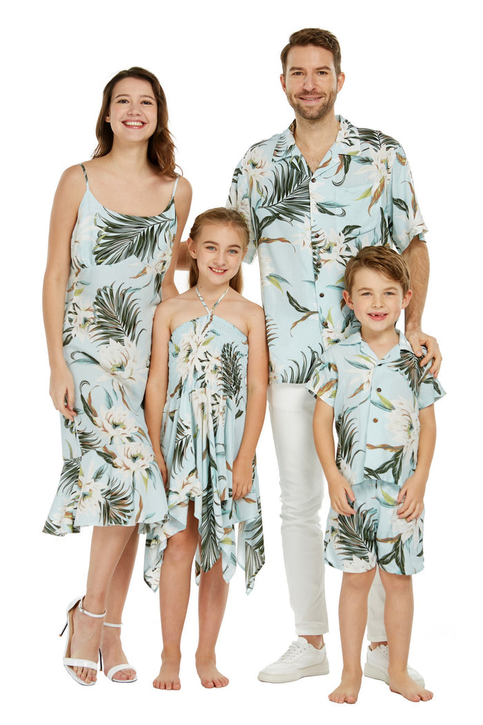 Sibling Makuakane Set in Wispy Cereus Light Blue