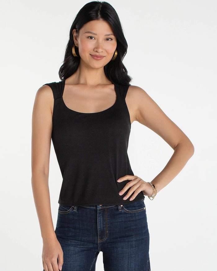 Black $|& Liverpool Sleeveless Built-In Bra Knit Top - VOF Detail