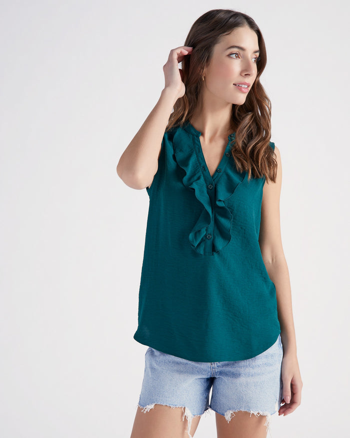 Spruce $|& Supply + Demand Sleeveless Ruffle Top - SOF Front