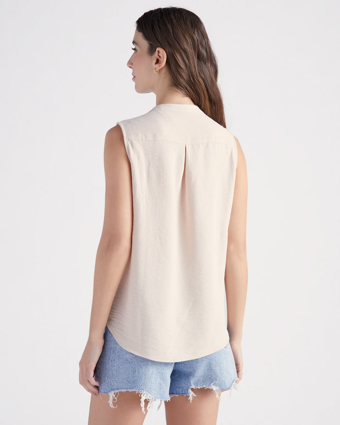 Oatmeal $|& Supply + Demand Sleeveless Ruffle Top - SOF Back