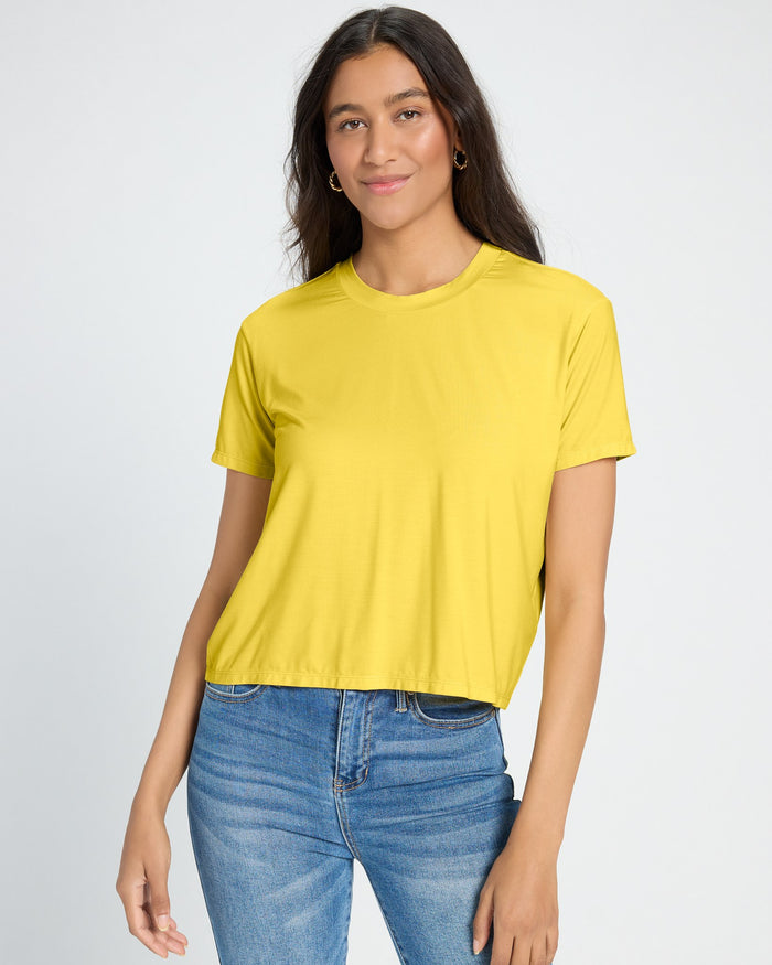 Amber Haze $|& SEAS Newport Cropped Tee - SOF Front