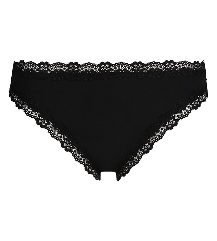 Slip brésilien femme invisible en microfibre et dentelle Noir Dim