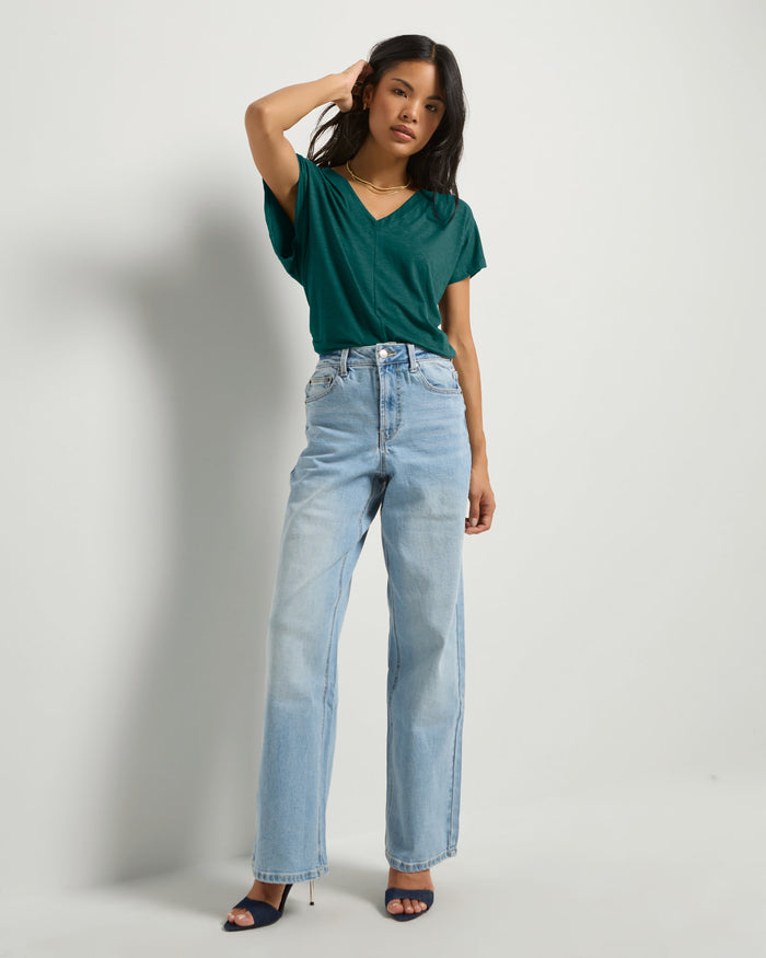 Hunter Green $|& SEAS SoCal Short Sleeved Top - UGC On Fig