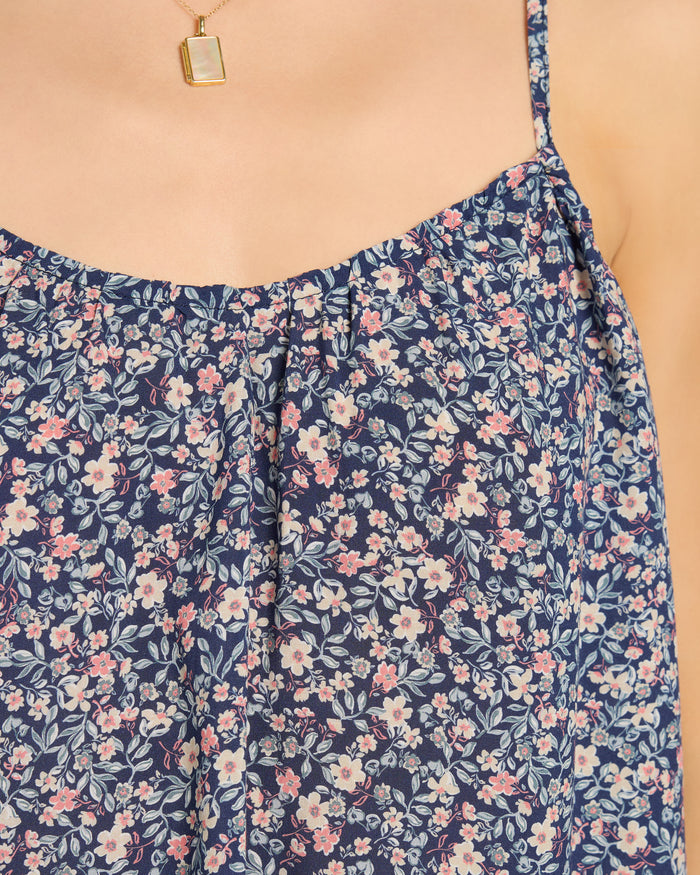Sapphire Floral $|& SEAS Solana Printed Spaghetti Strap Tank - SOF Full Front