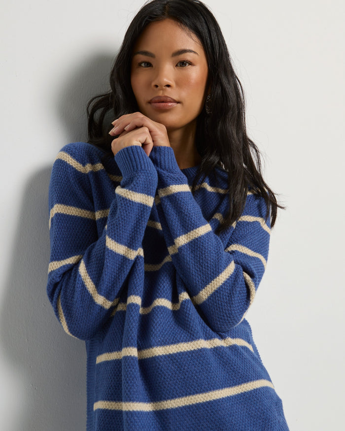 Indigo Haze $|& SEAS Solar Striped Sweater - SOF Full Front