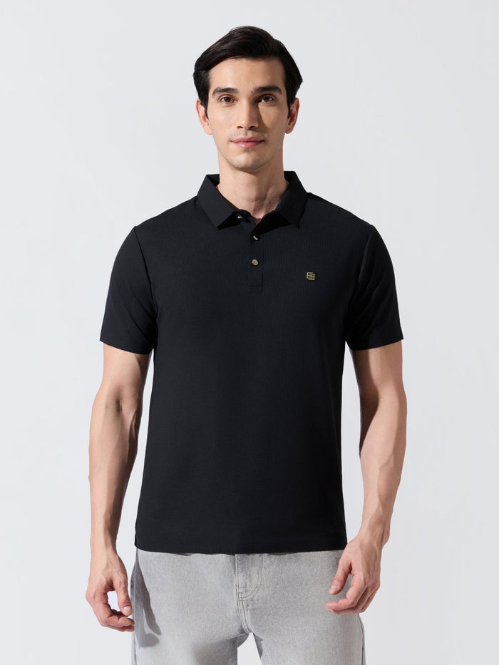 Men's Black Regular Fit Polo T-Shirt